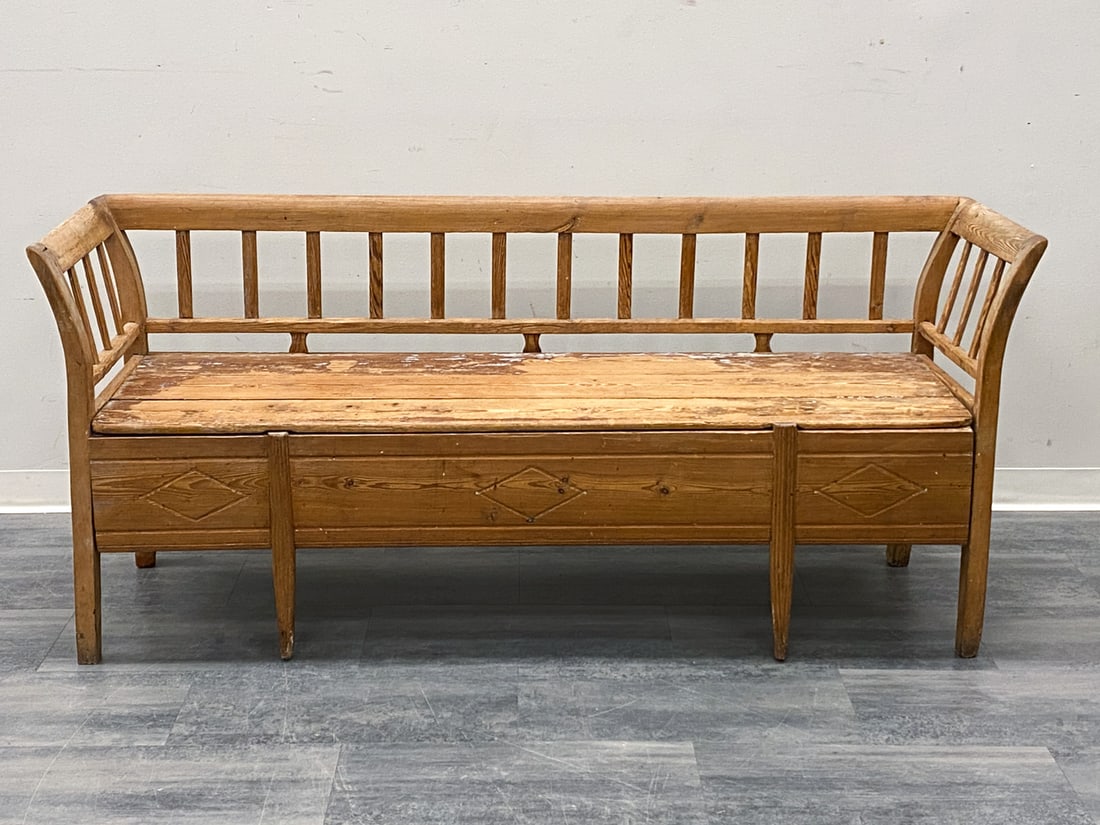 ANTIQUE SWEDISH PINE BENCH - 5