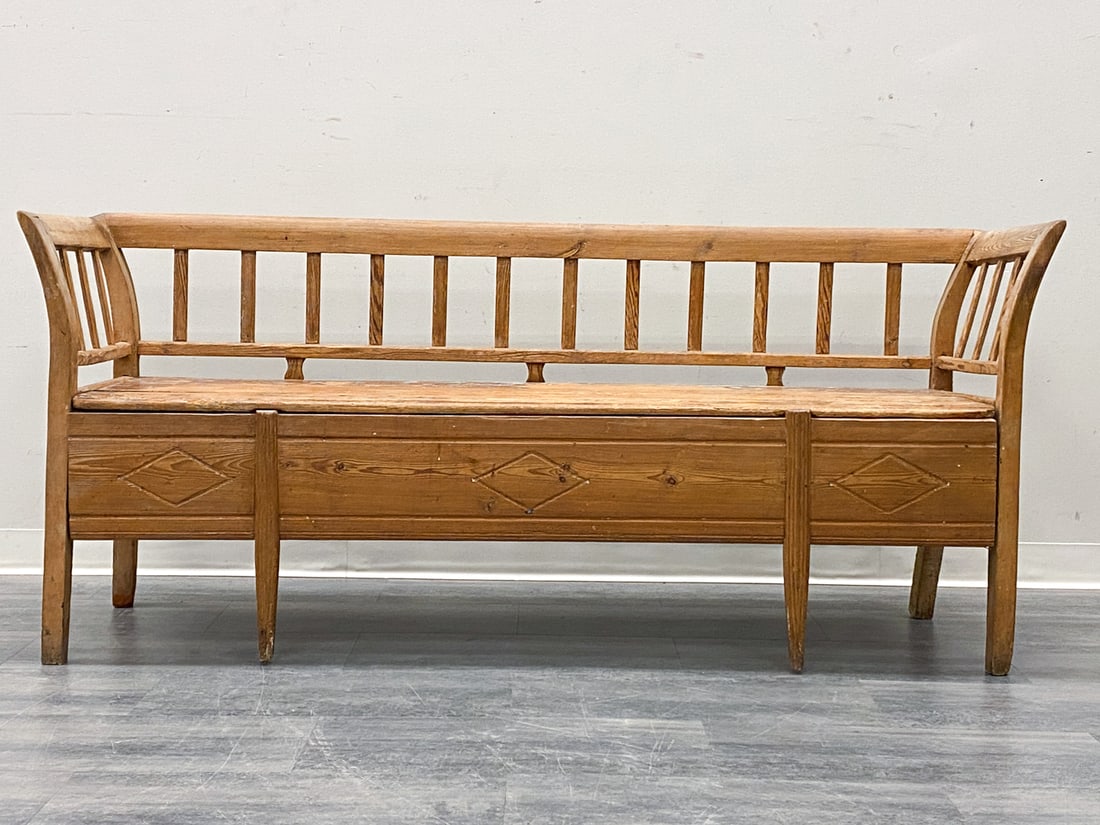 ANTIQUE SWEDISH PINE BENCH - 6