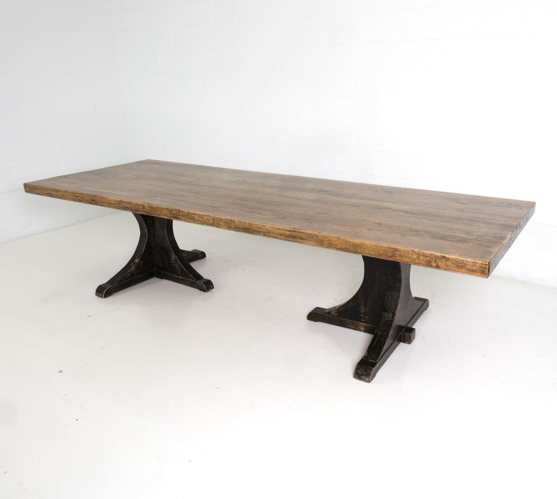 RUSTIC FARMHOUSE STYLE ELM DINING TABLE - 2
