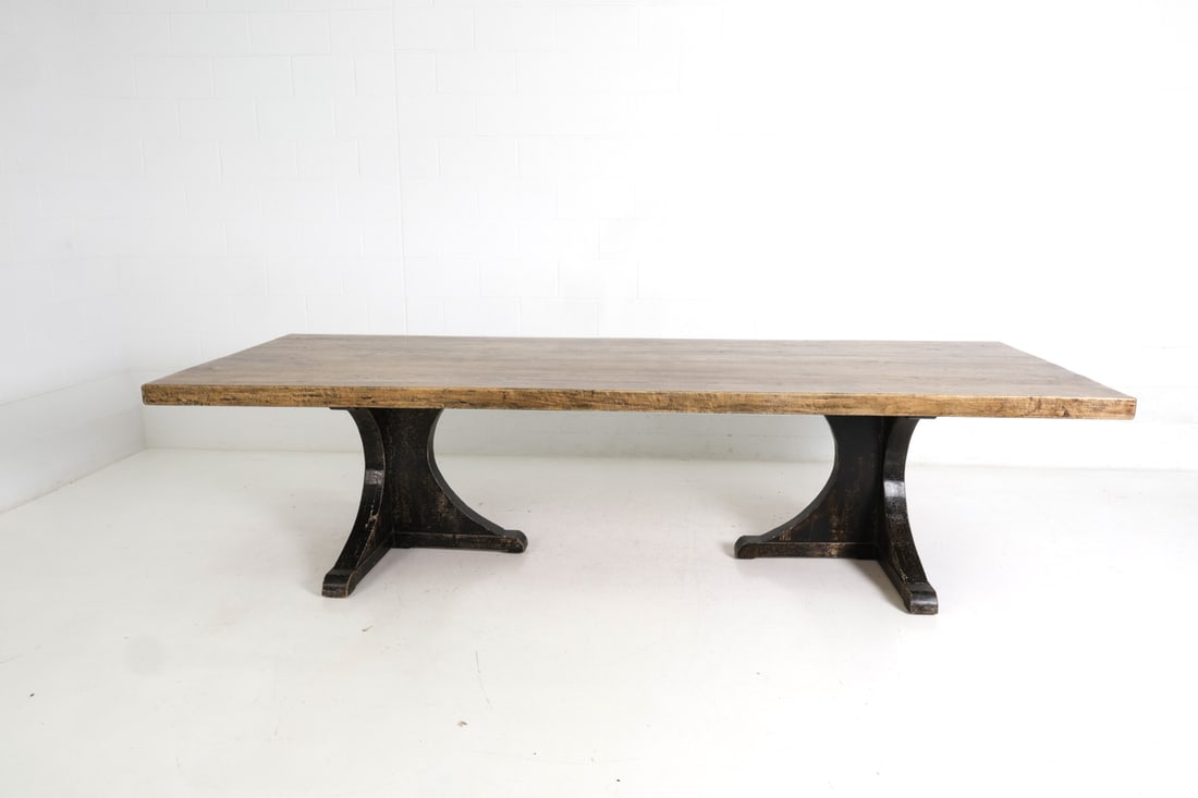 RUSTIC FARMHOUSE STYLE ELM DINING TABLE - 3