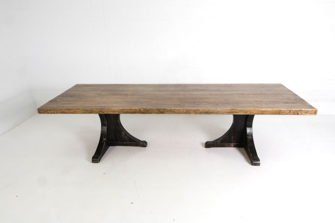RUSTIC FARMHOUSE STYLE ELM DINING TABLE - 4