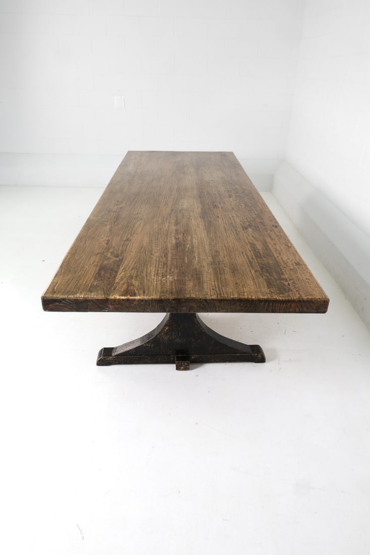 RUSTIC FARMHOUSE STYLE ELM DINING TABLE - 5