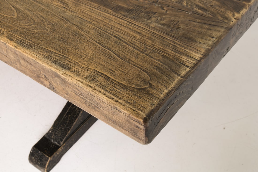 RUSTIC FARMHOUSE STYLE ELM DINING TABLE - 7