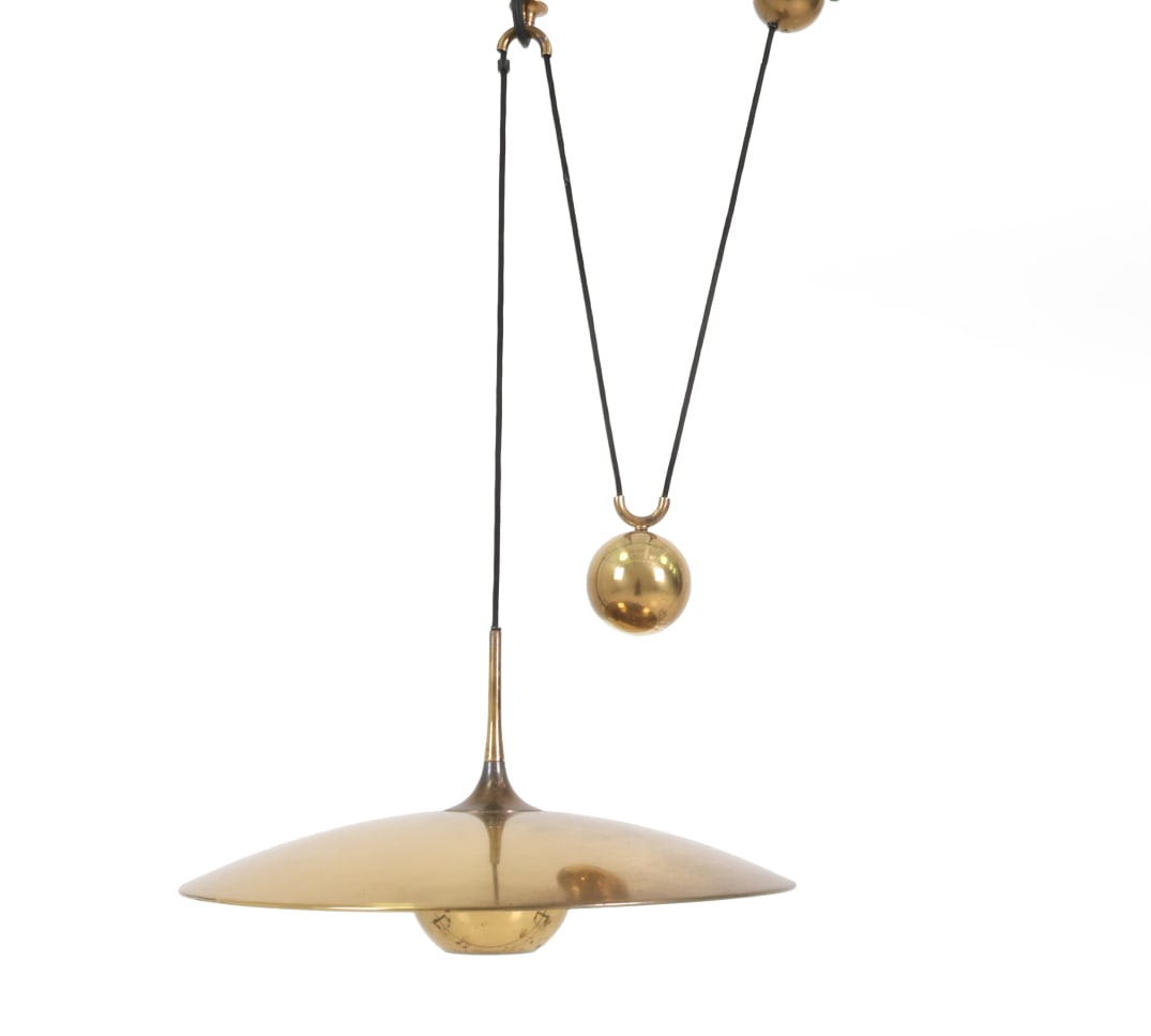 MID-CENTURY BRASS COUNTER-BALANCE PENDANT LAMP (1 of 17)