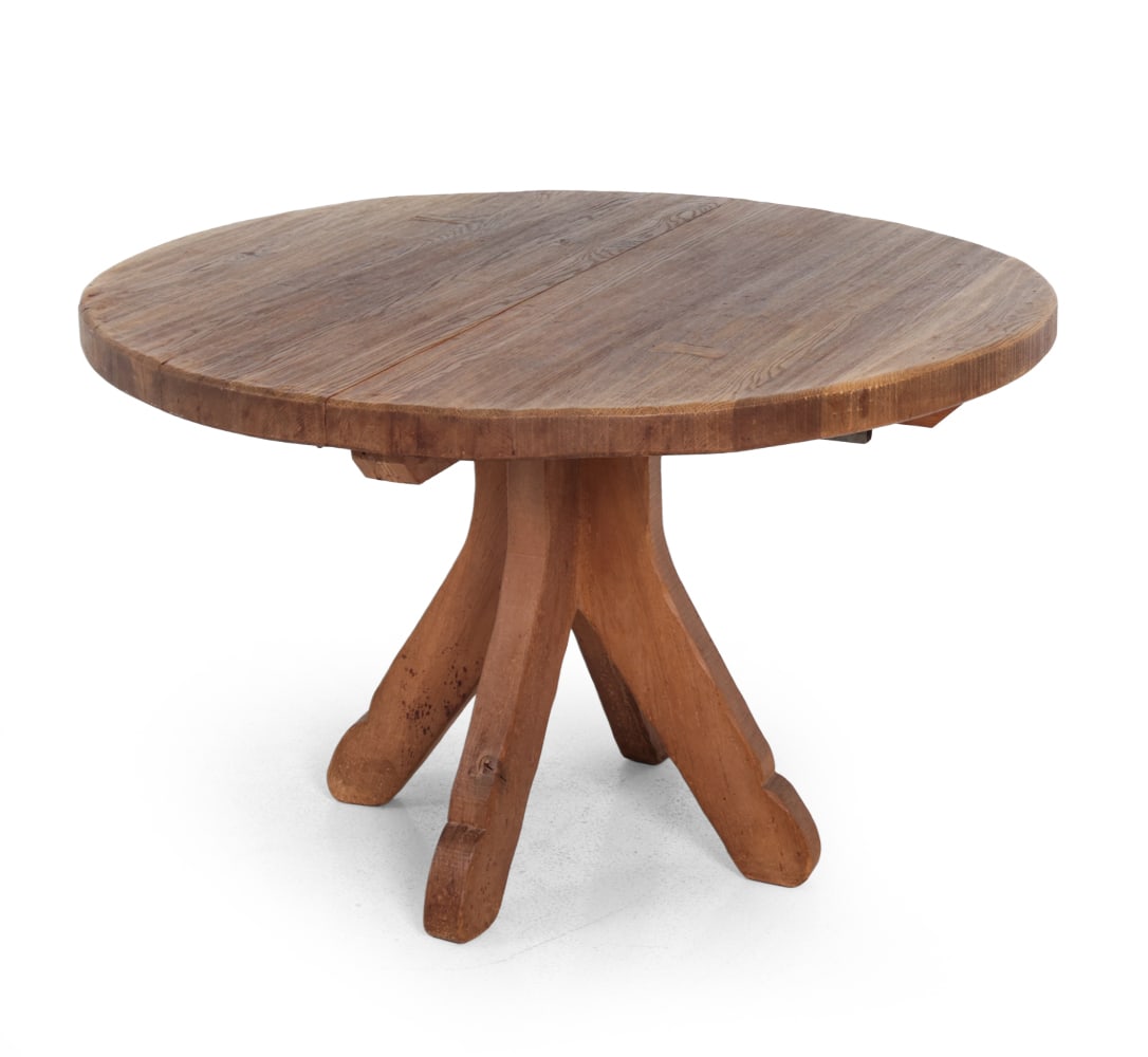 DE PUYDT BRUTALIST OAK DINING TABLE C. 1960S (1 of 13)