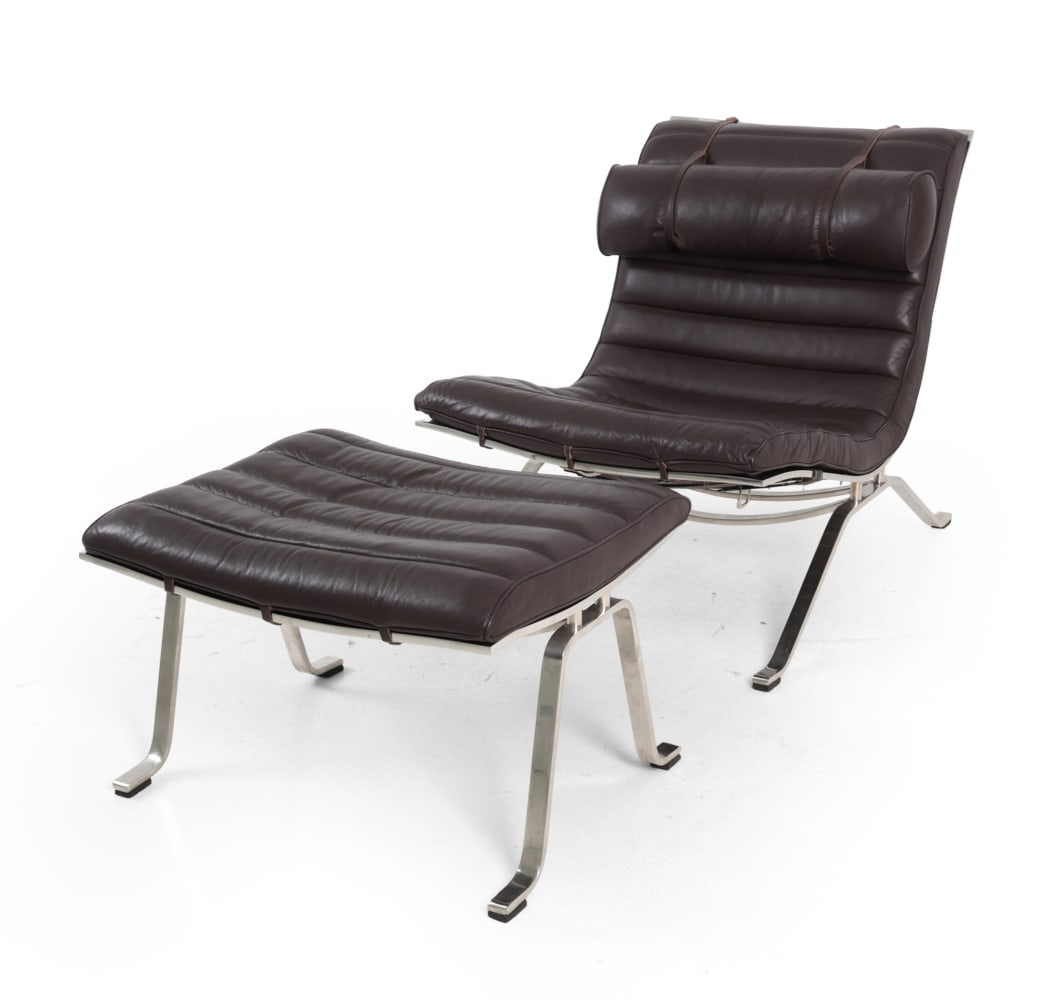 ARNE NORELL "ARI" LEATHER LOUNGE CHAIR & OTTOMAN (1 of 17)