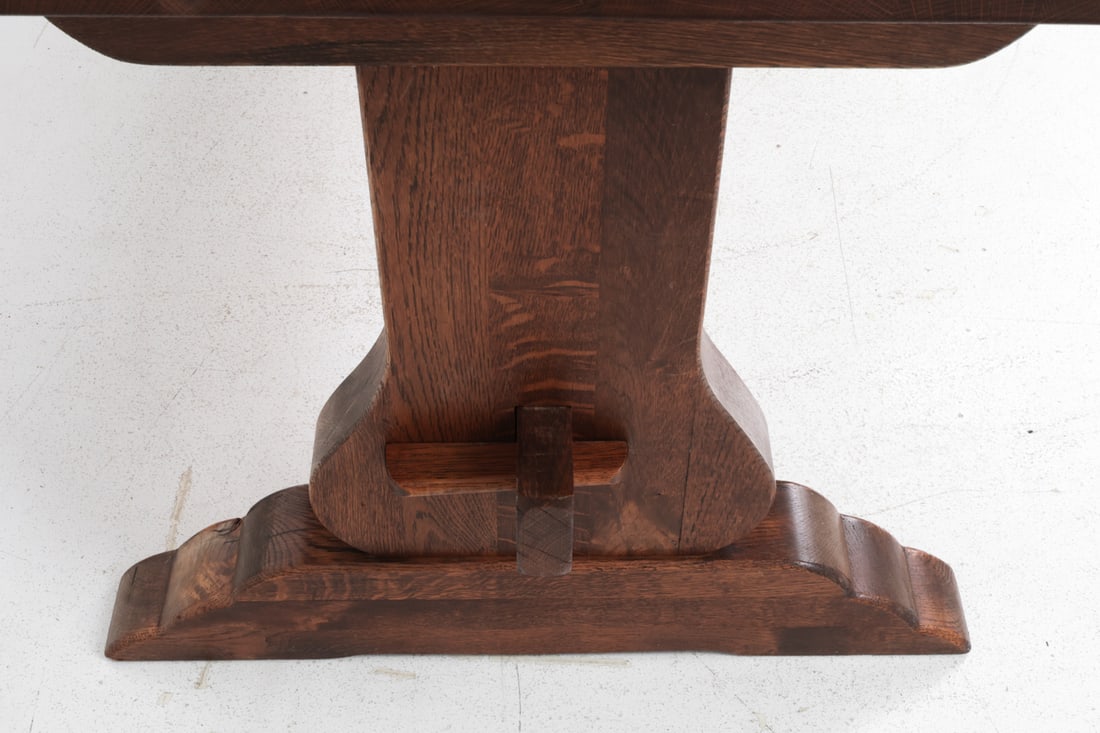 DUTCH OAK TRESTLE DINING TABLE - 12
