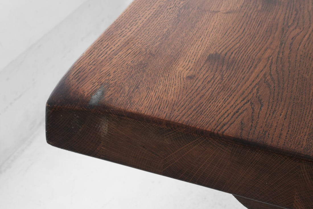 DUTCH OAK TRESTLE DINING TABLE - 13
