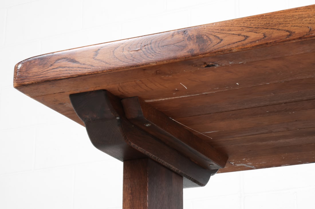 DUTCH OAK TRESTLE DINING TABLE - 15