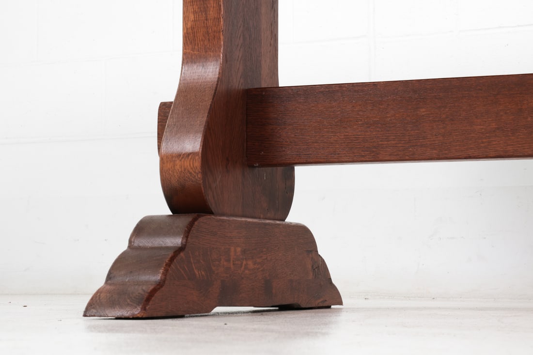 DUTCH OAK TRESTLE DINING TABLE - 16