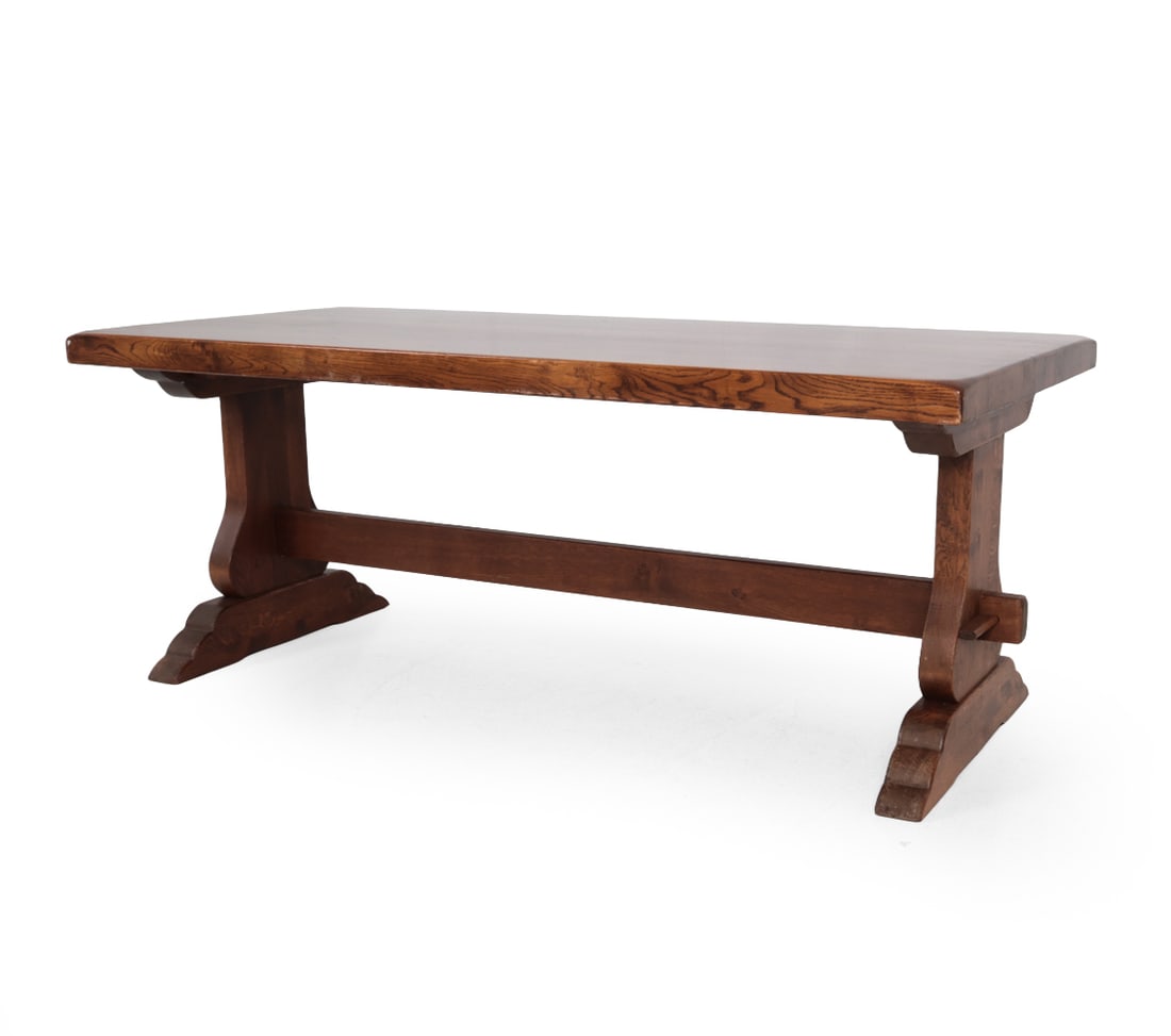DUTCH OAK TRESTLE DINING TABLE - 3
