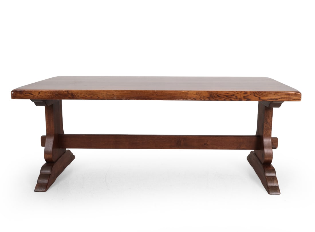 DUTCH OAK TRESTLE DINING TABLE - 4