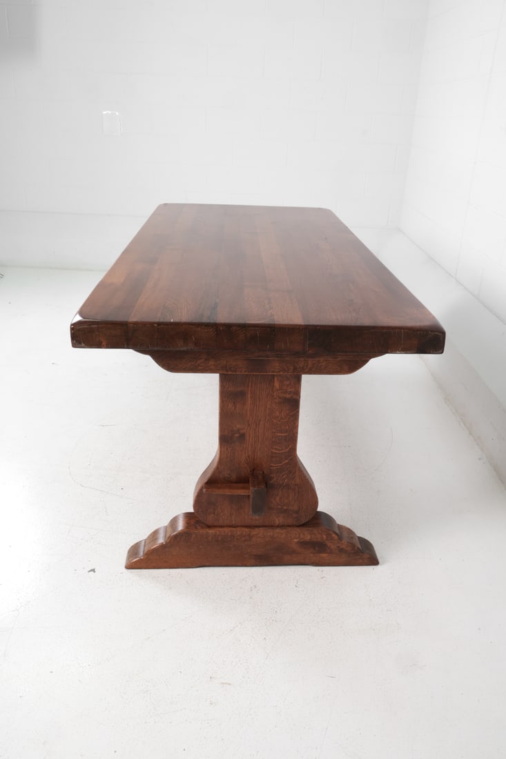 DUTCH OAK TRESTLE DINING TABLE - 5
