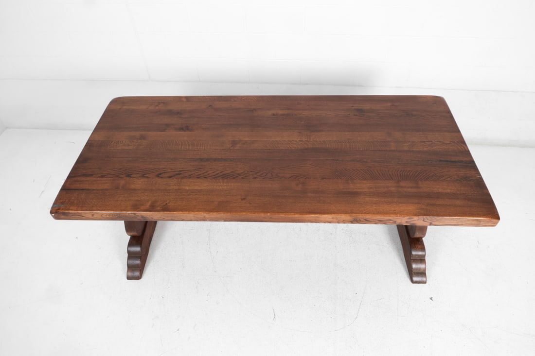 DUTCH OAK TRESTLE DINING TABLE - 7