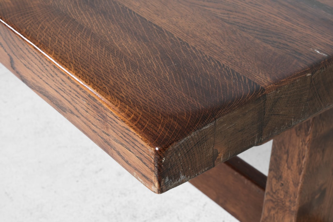 DUTCH OAK TRESTLE DINING TABLE - 9
