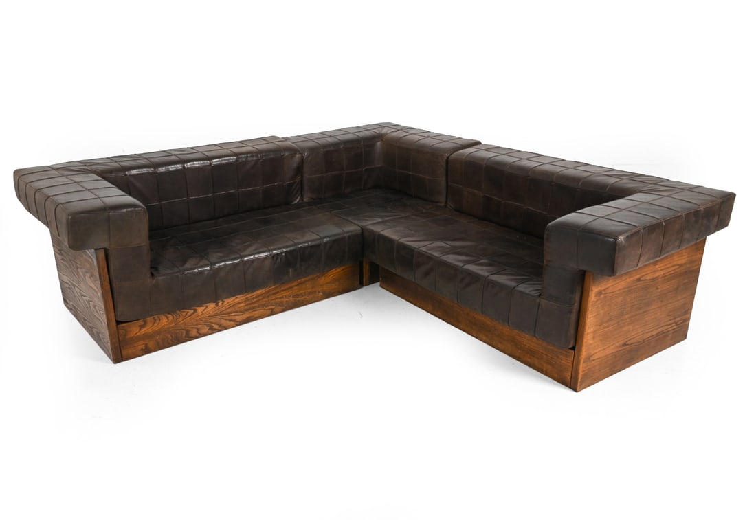DE SEDE STYLE LEATHER & OAK SECTIONAL SOFA (1 of 14)