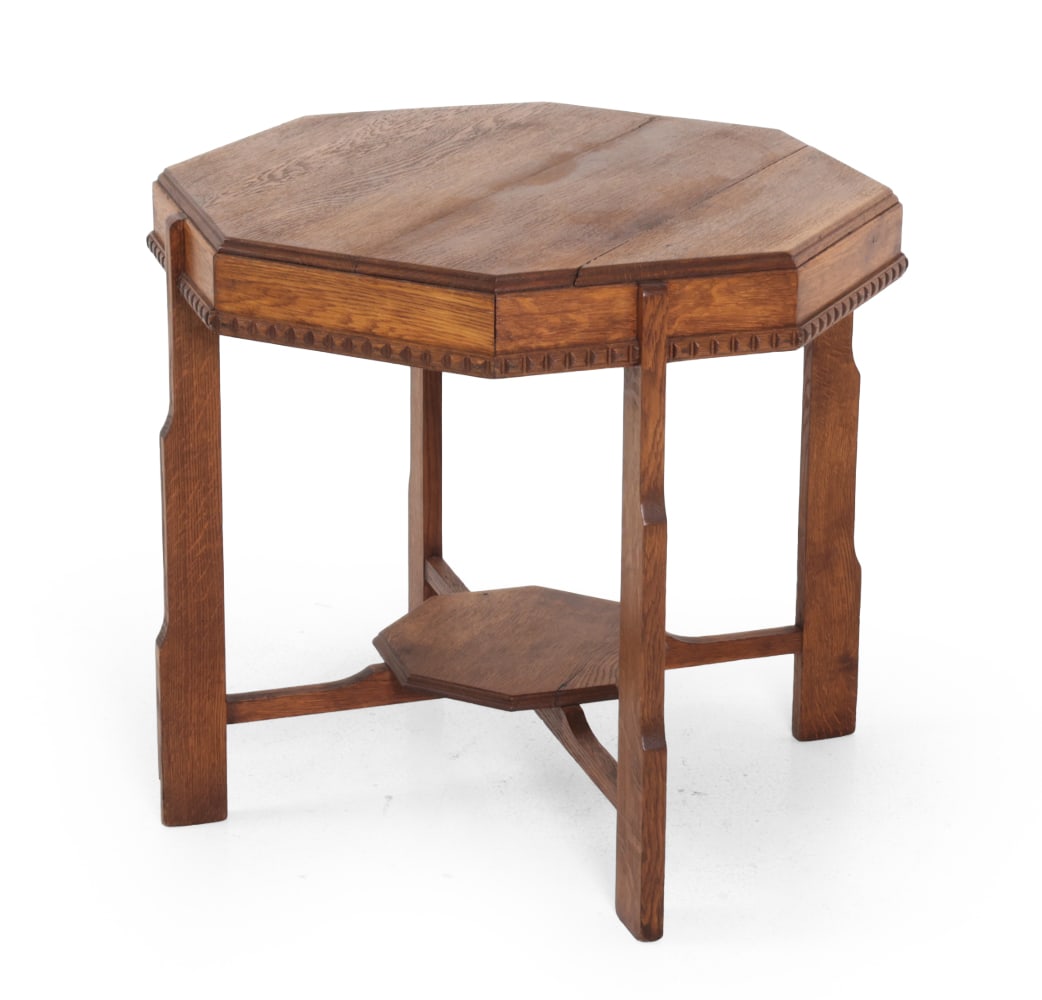AMSTERDAM SCHOOL DUTCH OAK SIDE TABLE 1930S (1 of 15)