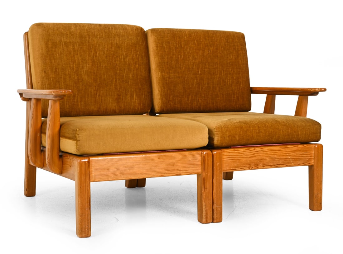 WEGNER STYLE DANISH VELOUR LOVESEAT SOFA C. 1970S (1 of 14)