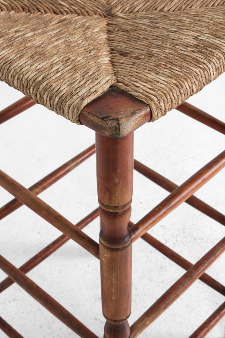 (4) DUTCH RUSH & BEECH BAR STOOLS - 11