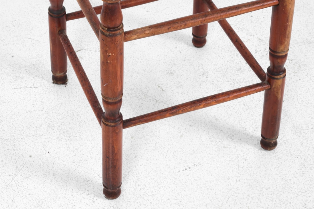 (4) DUTCH RUSH & BEECH BAR STOOLS - 12
