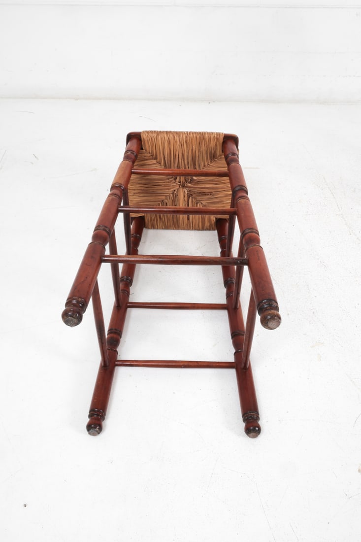 (4) DUTCH RUSH & BEECH BAR STOOLS - 13