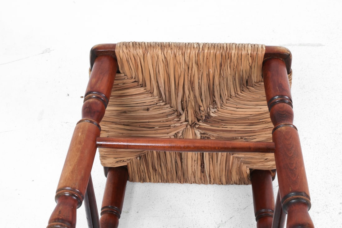 (4) DUTCH RUSH & BEECH BAR STOOLS - 15