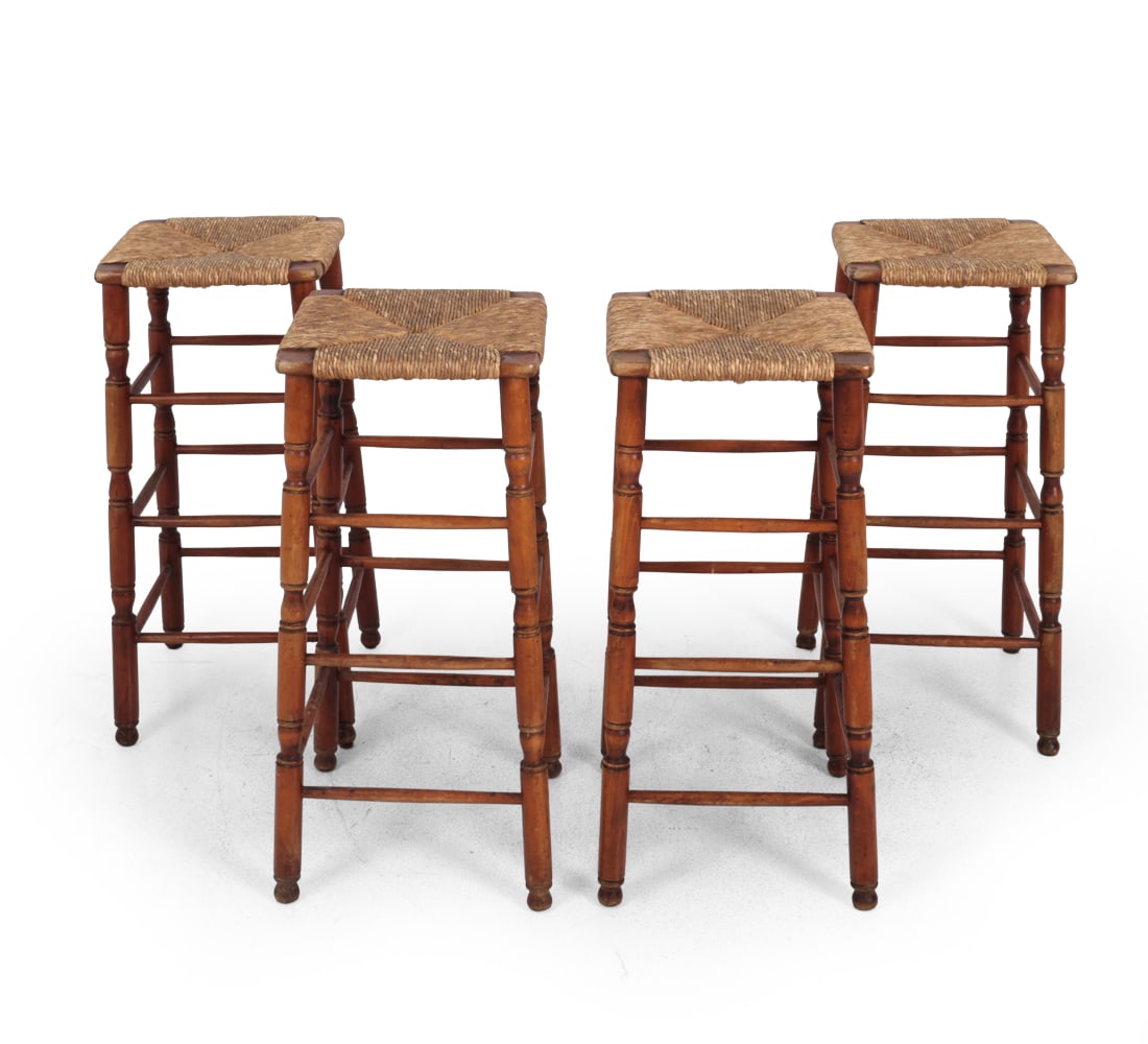 (4) DUTCH RUSH & BEECH BAR STOOLS (1 of 15)