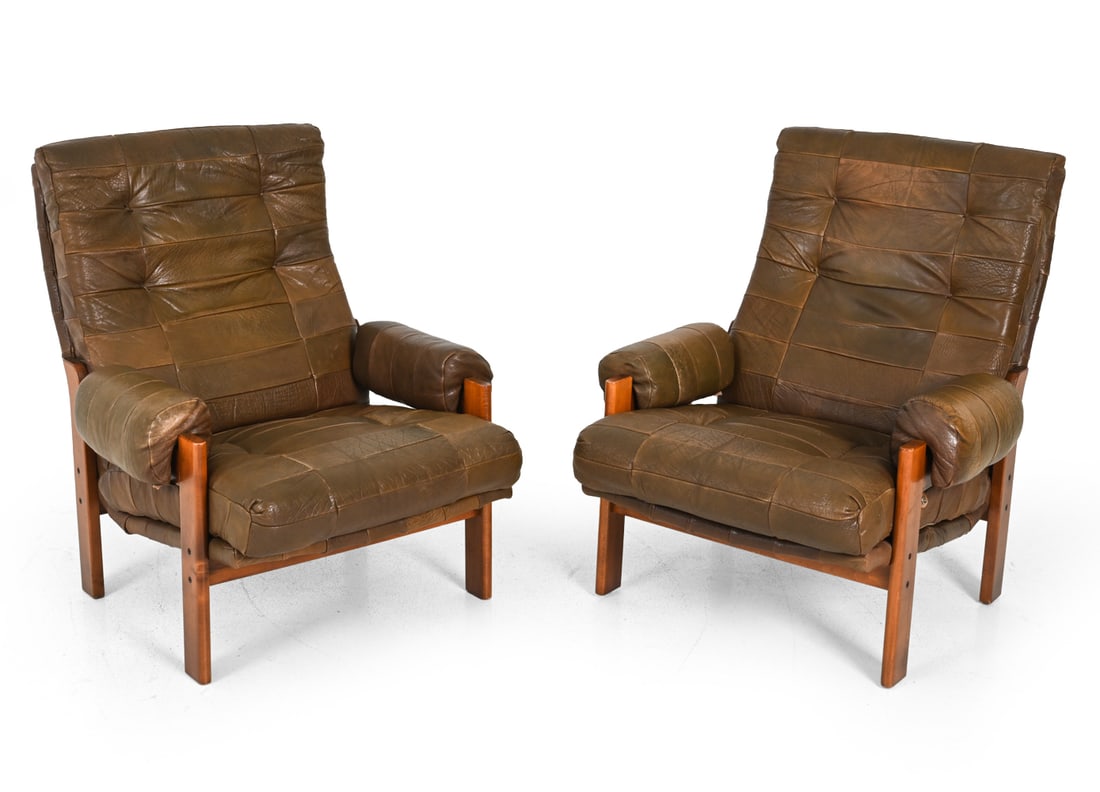 PAIR OF OPE MOBLER SWEDISH LEATHER LOUNGE CHAIRS (1 of 12)