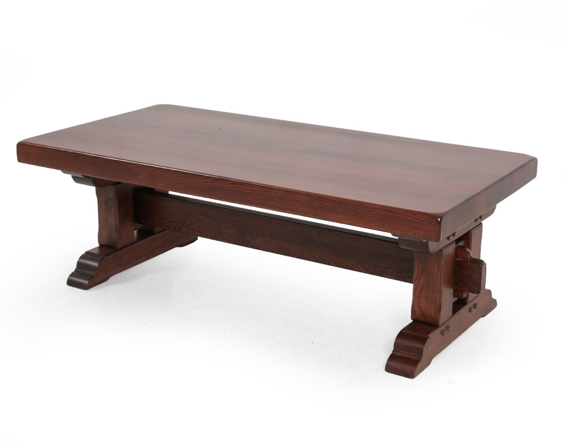 DANISH OAK TRESTLE COFFEE TABLE (1 of 14)