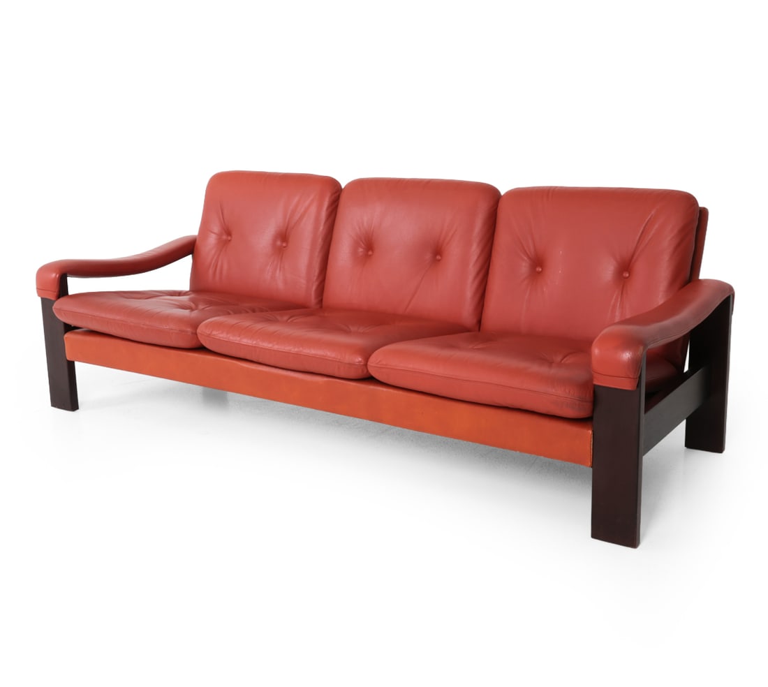 STYLE OF ESKO PAJAMIES FINNISH LEATHER SOFA 1970S (1 of 18)