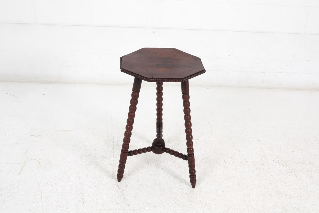 DUTCH BOBBIN TURNED OAK SIDE TABLE - 10