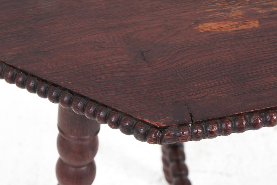 DUTCH BOBBIN TURNED OAK SIDE TABLE - 11