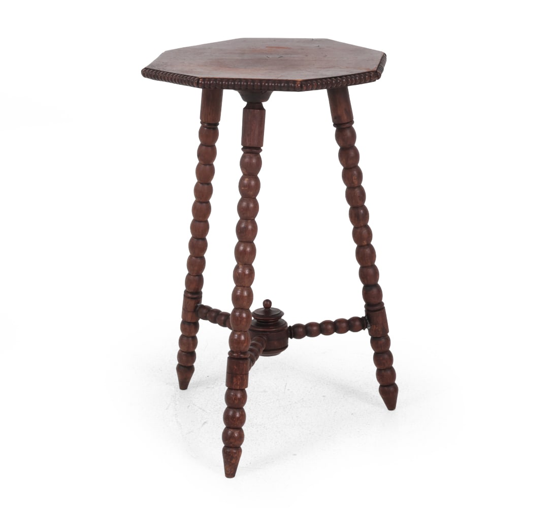 DUTCH BOBBIN TURNED OAK SIDE TABLE - 2