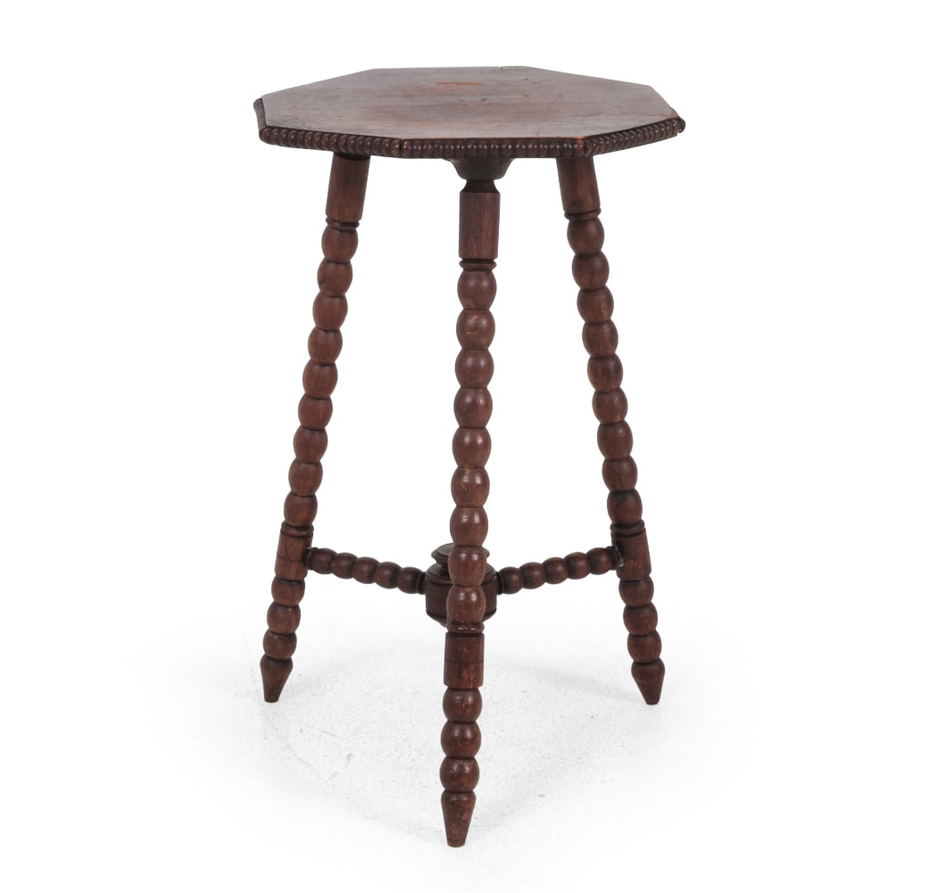 DUTCH BOBBIN TURNED OAK SIDE TABLE - 3