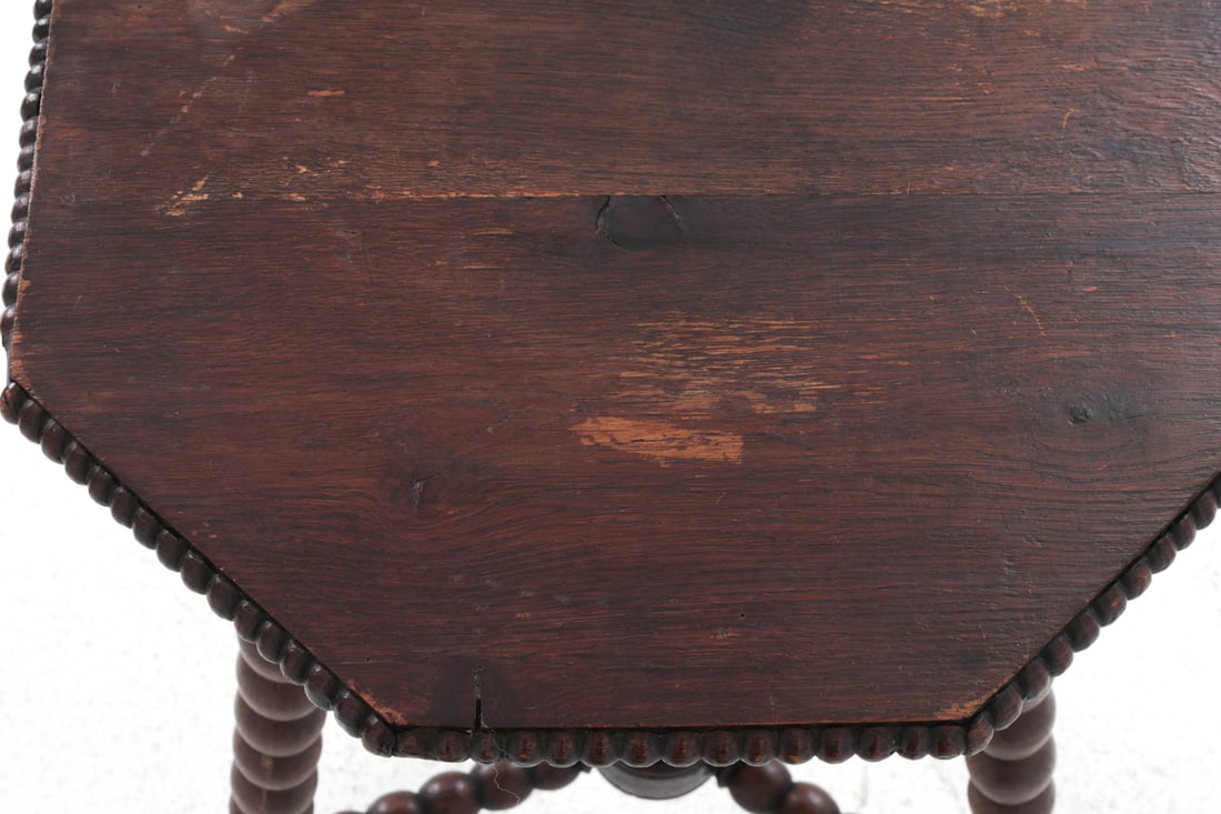 DUTCH BOBBIN TURNED OAK SIDE TABLE - 8