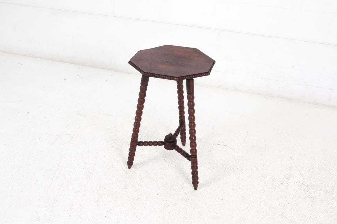 DUTCH BOBBIN TURNED OAK SIDE TABLE - 9