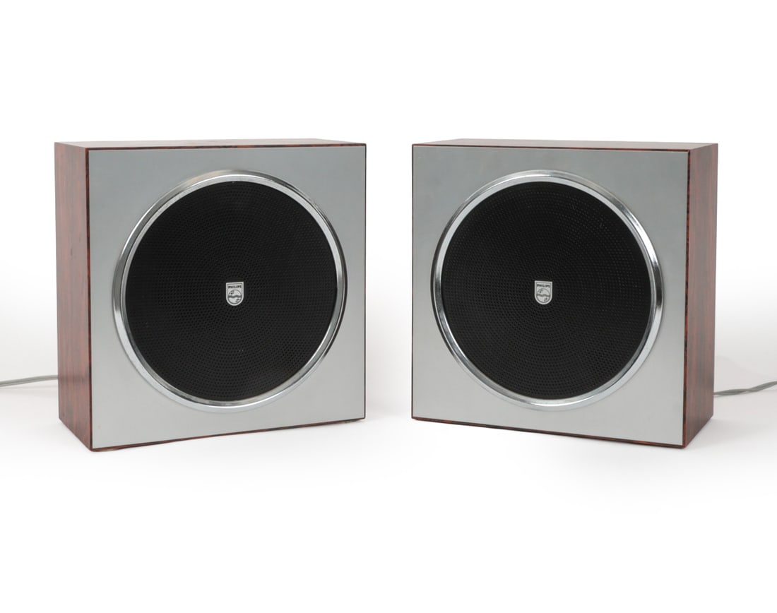 PAIR PHILIPS LFD 3428 ROSEWOOD CUBE SPEAKERS 1970S (1 of 15)