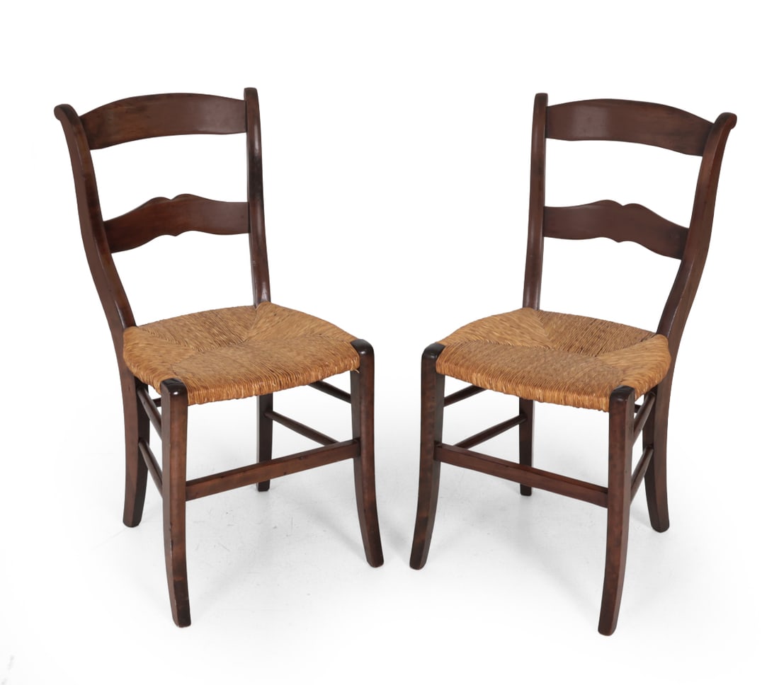 PAIR OF DUTCH WALNUT & RUSH DINING CHAIRS (1 of 17)