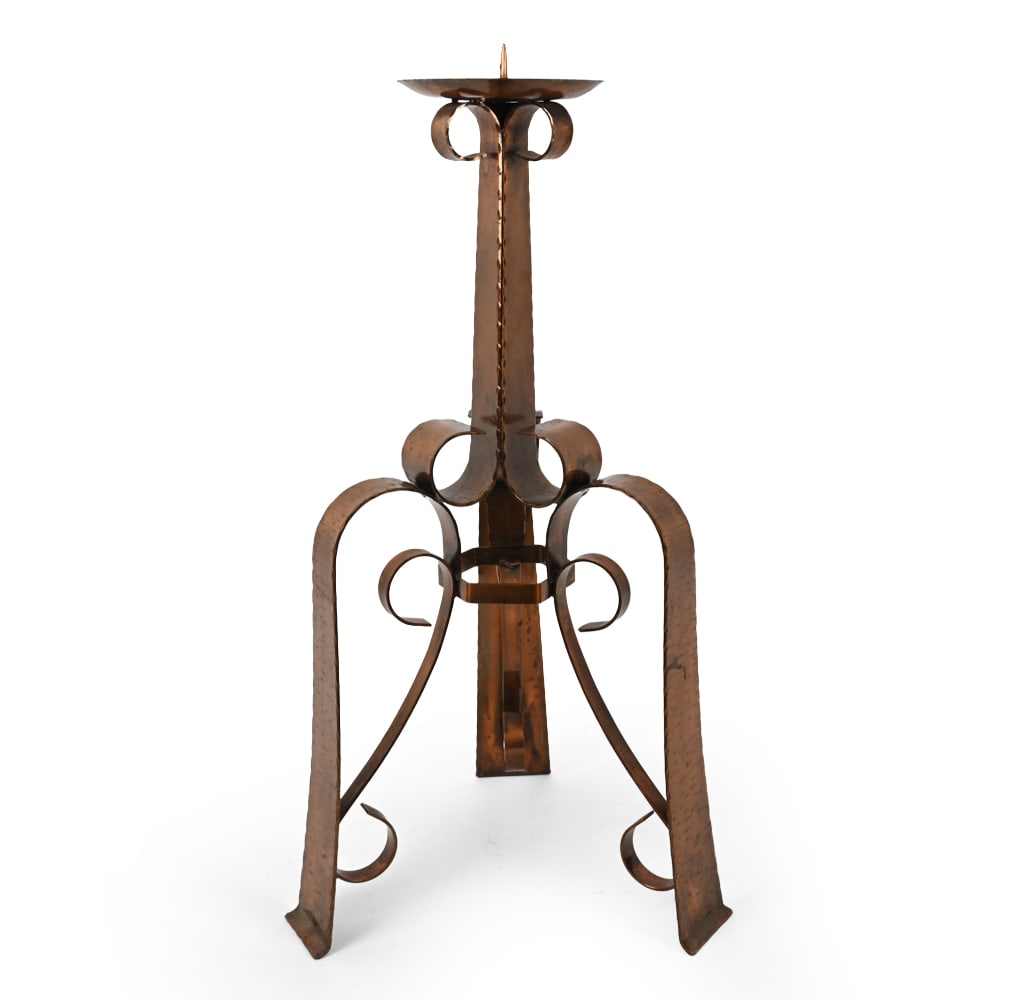 GOTHIC REVIVAL HAMMERED COPPER CANDLEHOLDER (1 of 10)