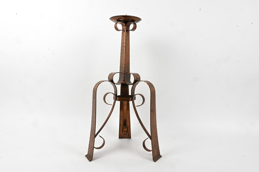 GOTHIC REVIVAL HAMMERED COPPER CANDLEHOLDER - 2