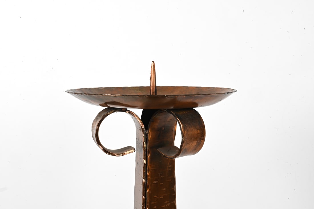 GOTHIC REVIVAL HAMMERED COPPER CANDLEHOLDER - 5