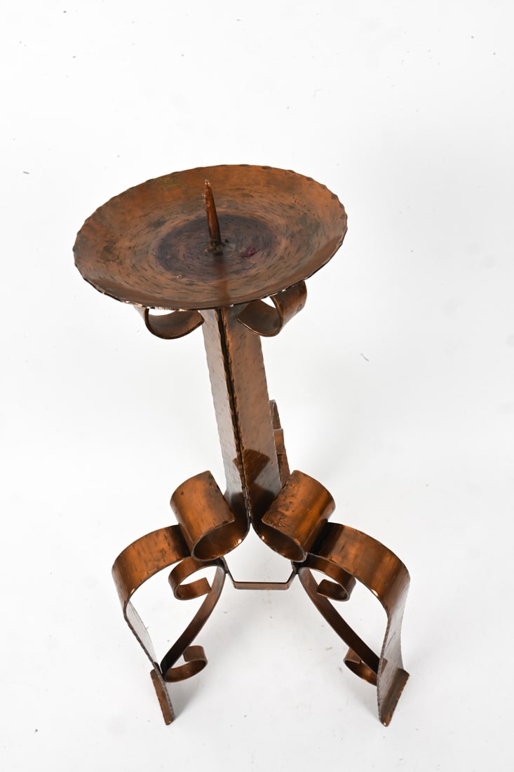 GOTHIC REVIVAL HAMMERED COPPER CANDLEHOLDER - 6