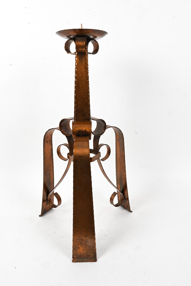 GOTHIC REVIVAL HAMMERED COPPER CANDLEHOLDER - 7