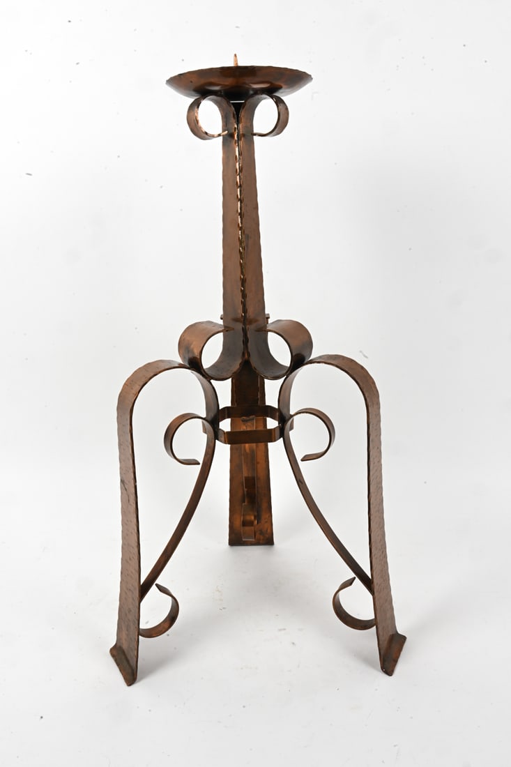 GOTHIC REVIVAL HAMMERED COPPER CANDLEHOLDER - 8