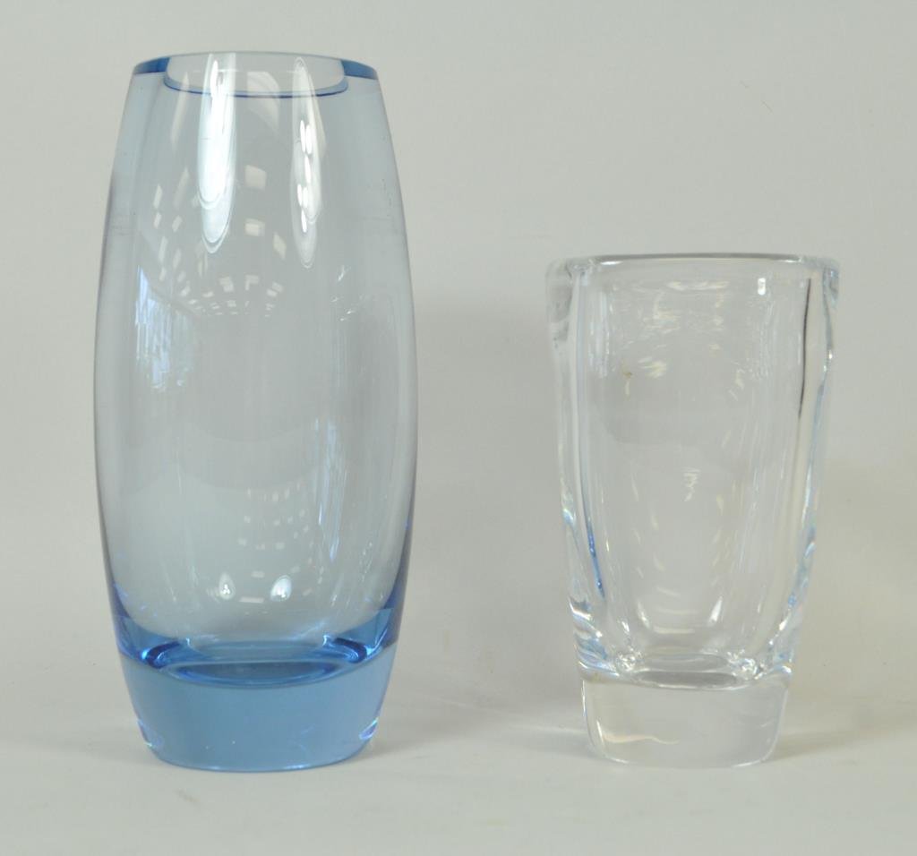 HOLMEGAARD PER LUTKEN & ORREFORS VASE: Holmegaard: 10" H Orrefors: 7 1/8" H Provenance: From the Westport, CT Estate of artist Shirley Black