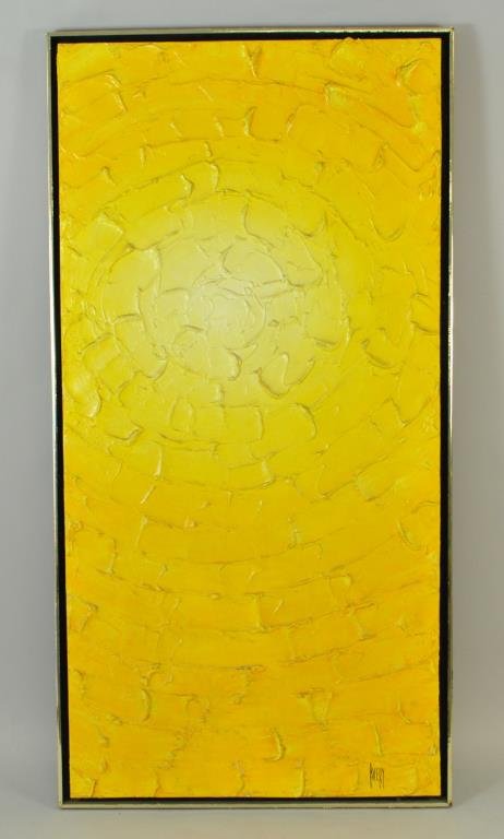 ABSTRACT O/C PAINTING BY AVERY: Untitled (abstract color) Oil on board, signed lower right Dimensions: frame H37" x W19"