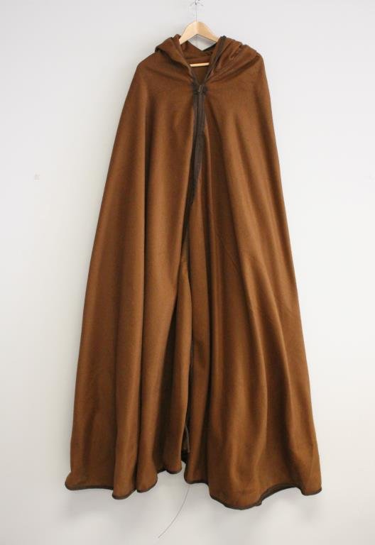 CAMEL COLOR BRUSHED WOOL HOODED CAPE 8: Size: Length: 57" Condition: Good, used. No staining or rips. From a Port Chester, NY Estate.