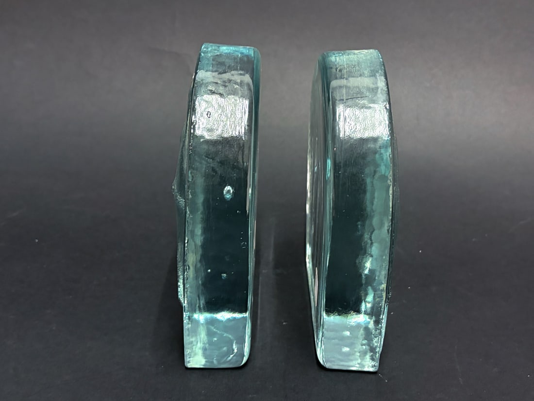 PAIR BLENKO ELEPHANT GLASS BOOKENDS - 8