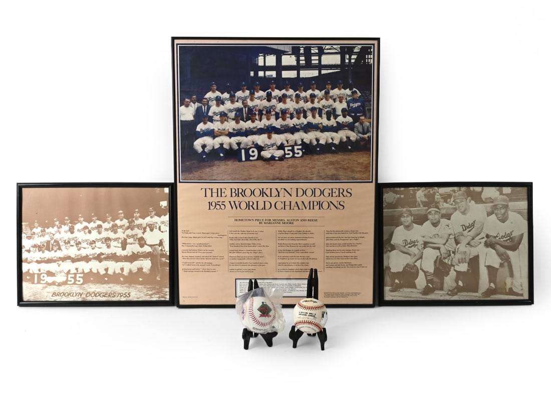 DODGERS BASEBALL GROUPING INCL. SIGNED: Grouping includes Dodgers photographs, 1997 Mets opening day ball still in original plastic and a signed Duke Snider baseball with an authentic sticker that says "Legends of the game". Dimensions: