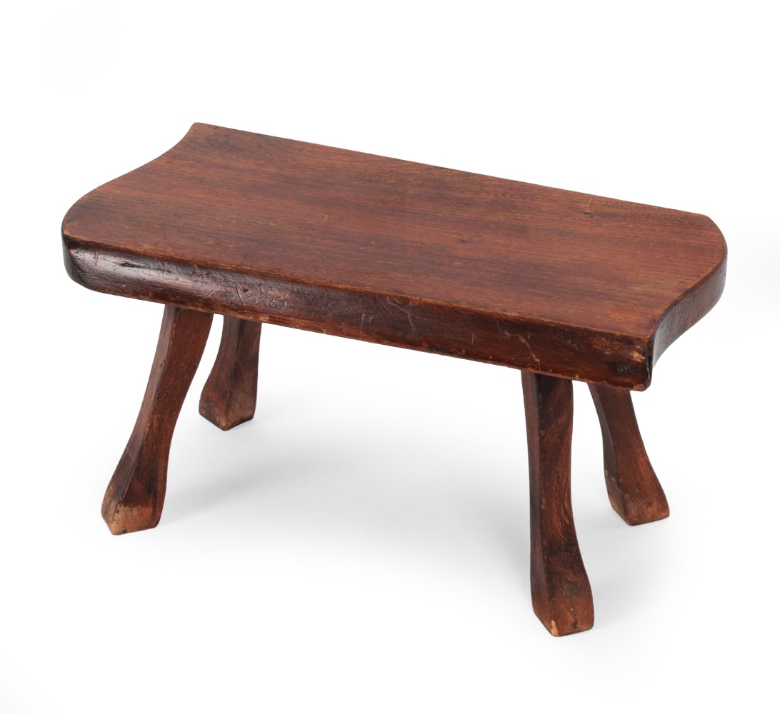 DUTCH RUSTIC WABI SABI STYLE OAK STOOL C. 1970S (1 of 13)